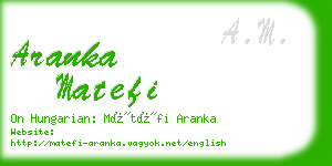 aranka matefi business card